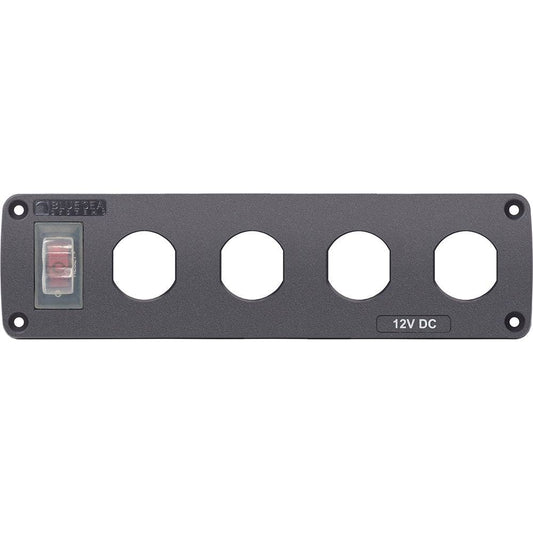 Blue Sea Water Resistant USB Accessory Panel - 15A Circuit Breaker, 4x Blank Apertures [4369] - Twin Screws Marine Service
