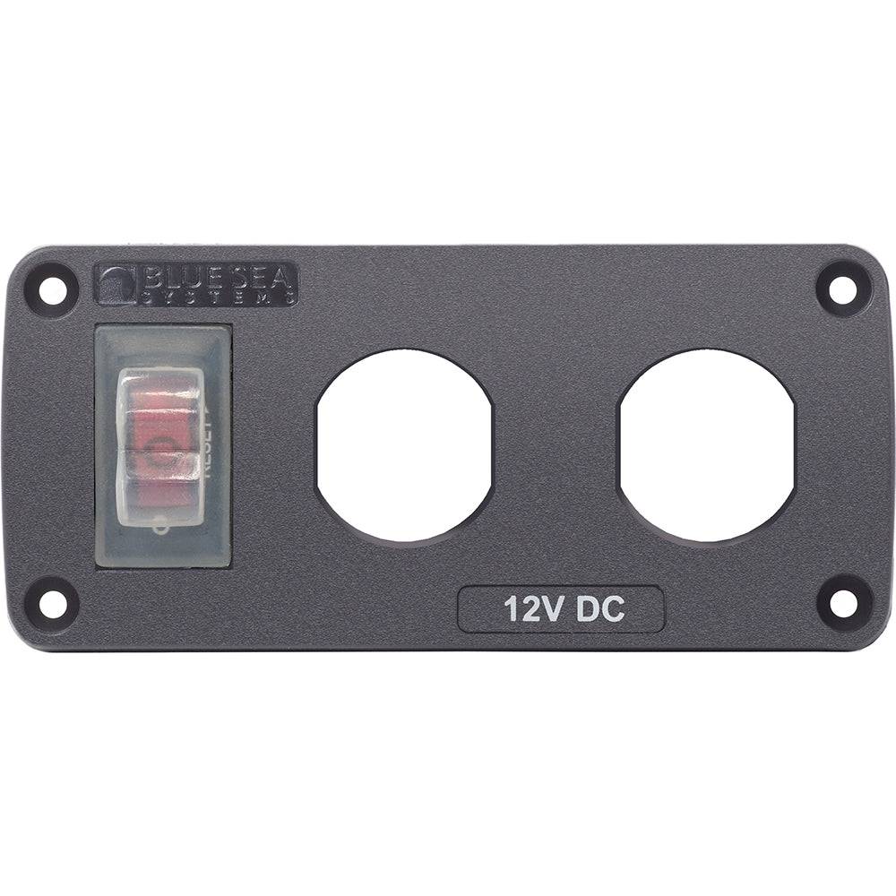 Blue Sea 4364 Water Resistant USB Accessory Panel - 15A Circuit Breaker, 2x Blank Apertures [4364] - Twin Screws Marine Service