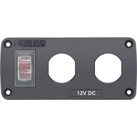 Blue Sea 4364 Water Resistant USB Accessory Panel - 15A Circuit Breaker, 2x Blank Apertures [4364] - Twin Screws Marine Service