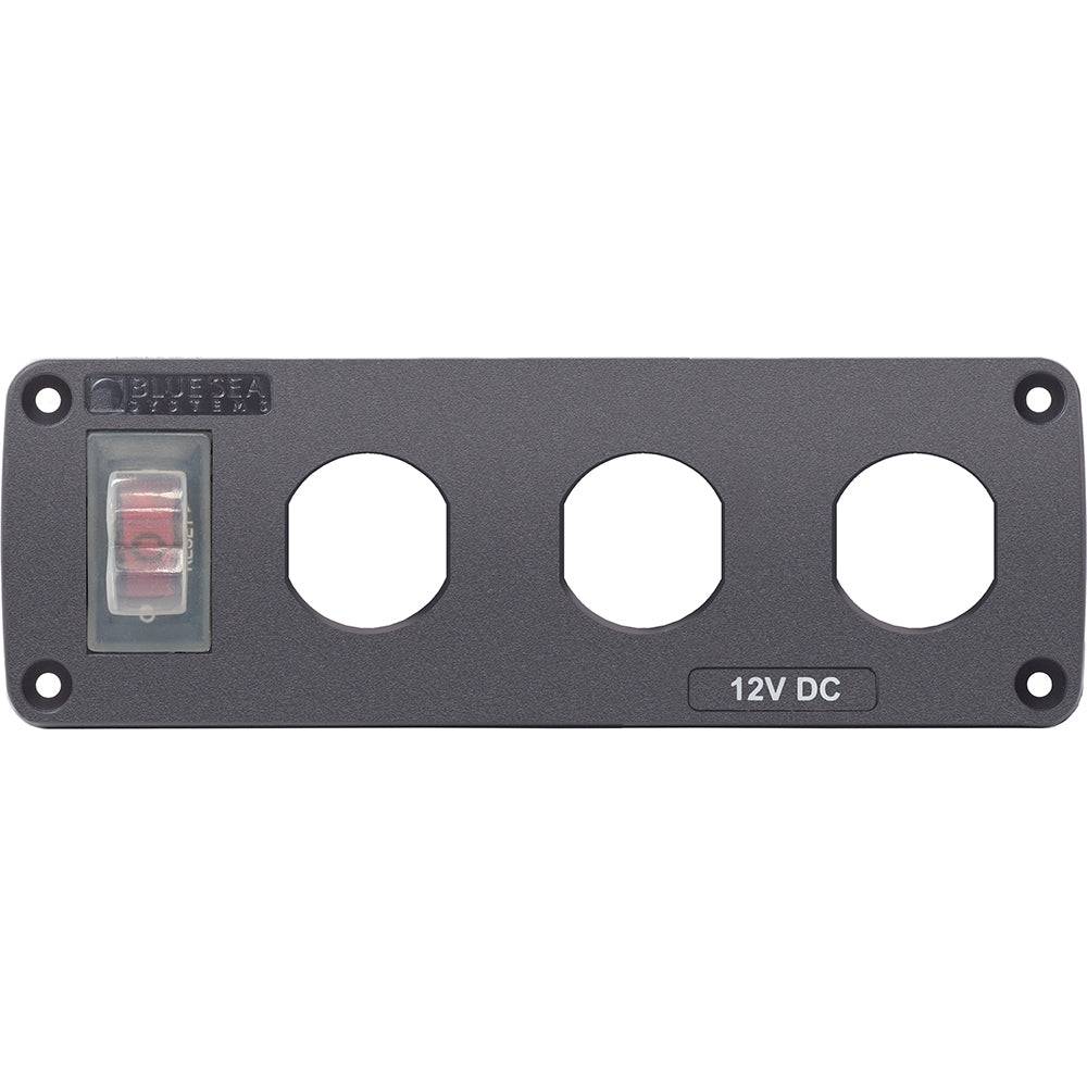 Blue Sea 4367 Water Resistant USB Accessory Panel - 15A Circuit Breaker, 3x Blank Apertures [4367] - Twin Screws Marine Service