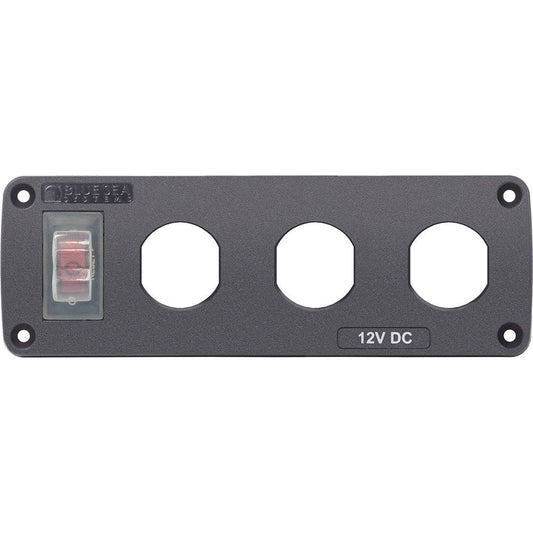 Blue Sea 4367 Water Resistant USB Accessory Panel - 15A Circuit Breaker, 3x Blank Apertures [4367] - Twin Screws Marine Service