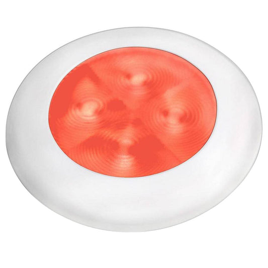 Hella Marine Red LED Round Courtesy Lamp - White Bezel - 24V [980508241] - Twin Screws Marine Service