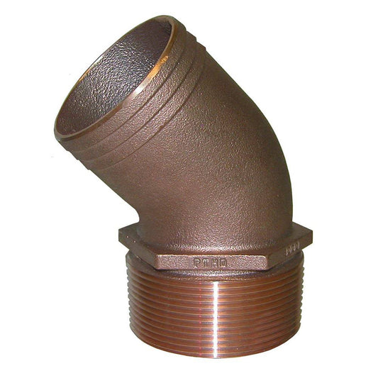 GROCO 2-1/2" NPT Bronze 45 Degree Pipe to 2-1/2" Hose [PTHD-2500] - Twin Screws Marine Service