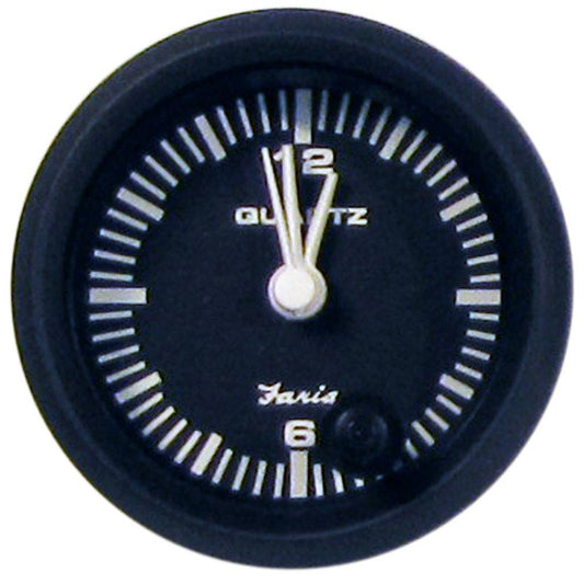 Faria Euro Black 2" Clock - Quartz (Analog) [12825] - Twin Screws Marine Service