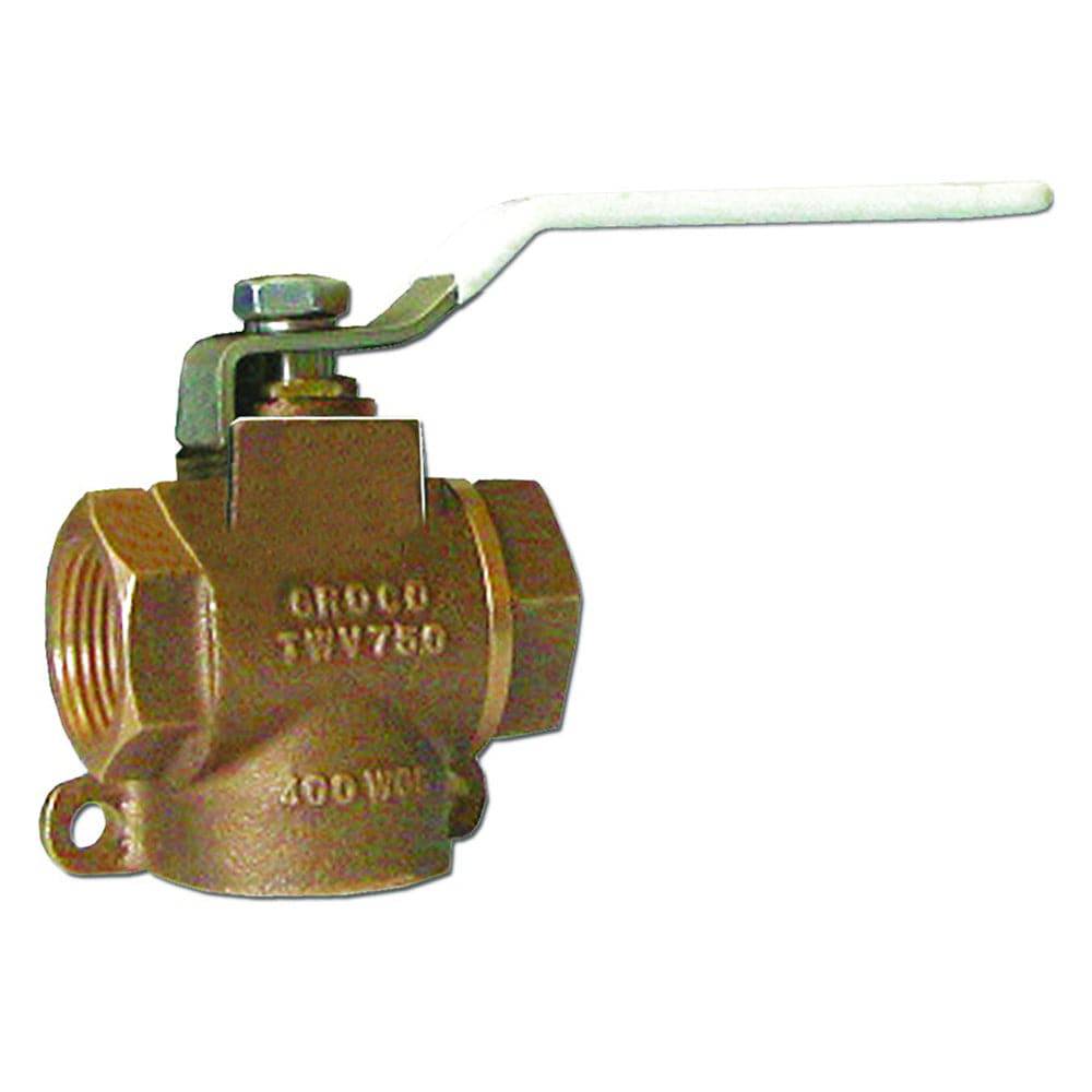 GROCO 1/2" NPT Bronze 3-Way Valve [TWV-500] - Twin Screws Marine Service