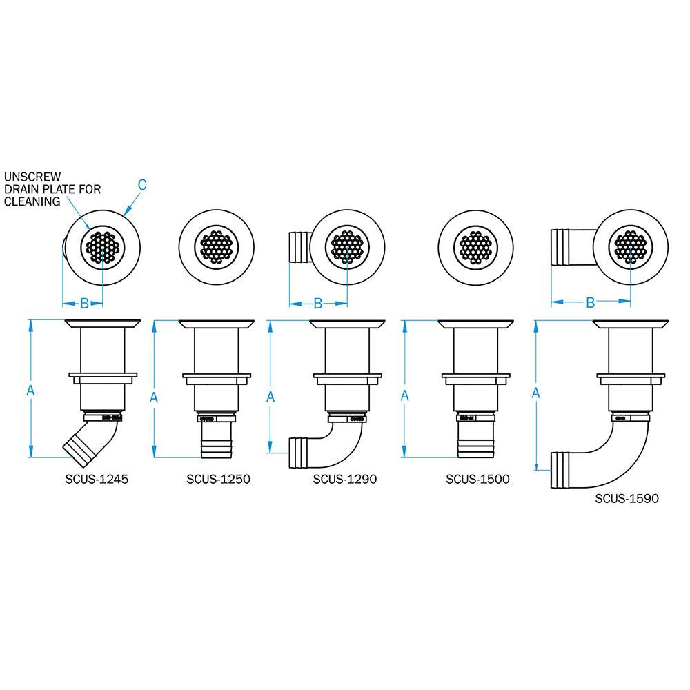GROCO 1-1/4" Hose Barb Stainless 90 Degree Deck Drain [SCUS-1290] - Twin Screws Marine Service