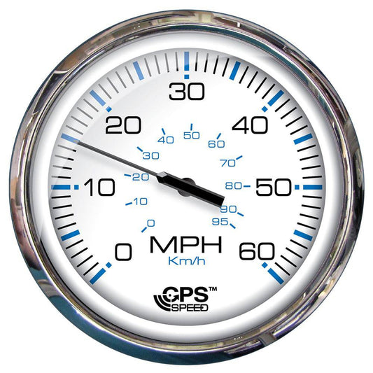 Faria Chesapeake White SS 5" Speedometer - 60 MPH (GPS)(Studded) [33861] - Twin Screws Marine Service