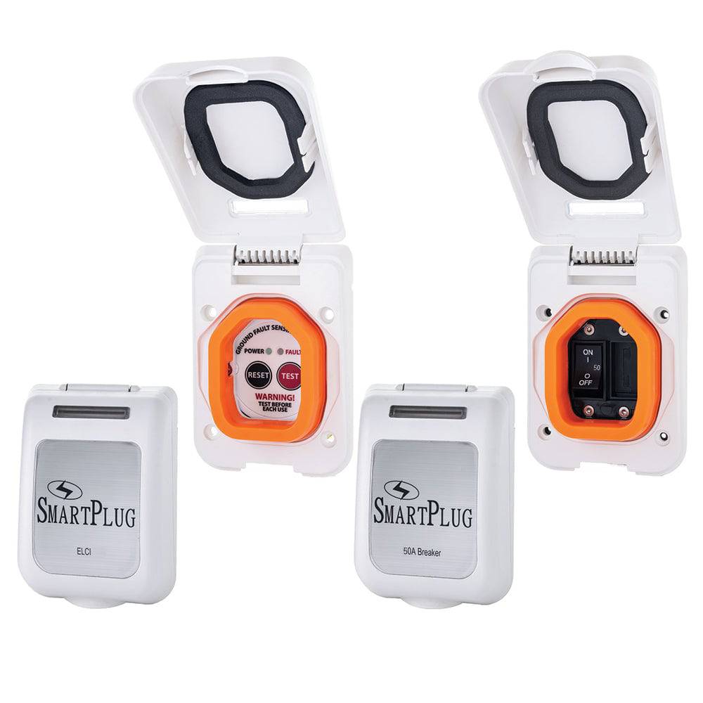 SmartPlug Combo Kit w/ELCI Sensor  50 Amp Breaker Non-Metallic Door - White [ELCIBRKR50PW] - Twin Screws Marine Service
