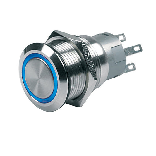 BEP Push-Button Switch 12V Latching On/Off - Blue LED [80-511-0003-00] - Twin Screws Marine Service