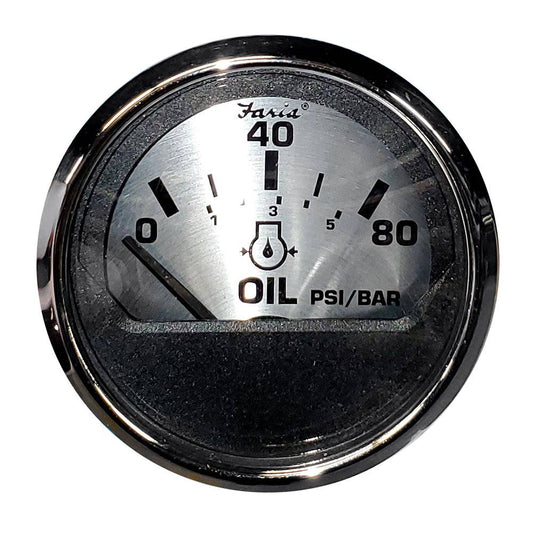 Faria Spun Silver 2" Oil Pressure Gauge [16002] - Twin Screws Marine Service