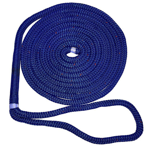 New England Ropes 3/8" Double Braid Dock Line - Blue w/Tracer - 15 [C5053-12-00015] - Twin Screws Marine Service