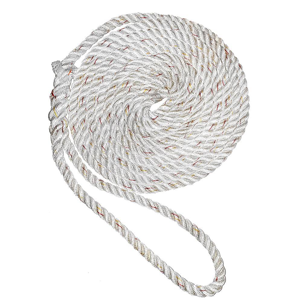 New England Ropes 3/8" Premium 3-Strand Dock Line - White w/Tracer - 15 [C6050-12-00015] - Twin Screws Marine Service