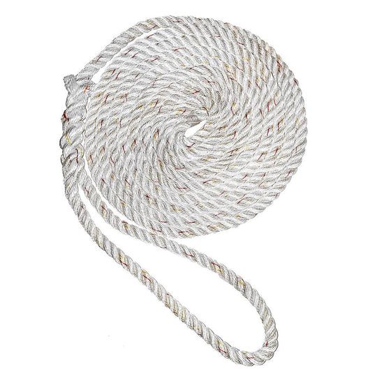 New England Ropes 1/2" Premium 3-Strand Dock Line - White w/Tracer - 35 [C6050-16-00035] - Twin Screws Marine Service