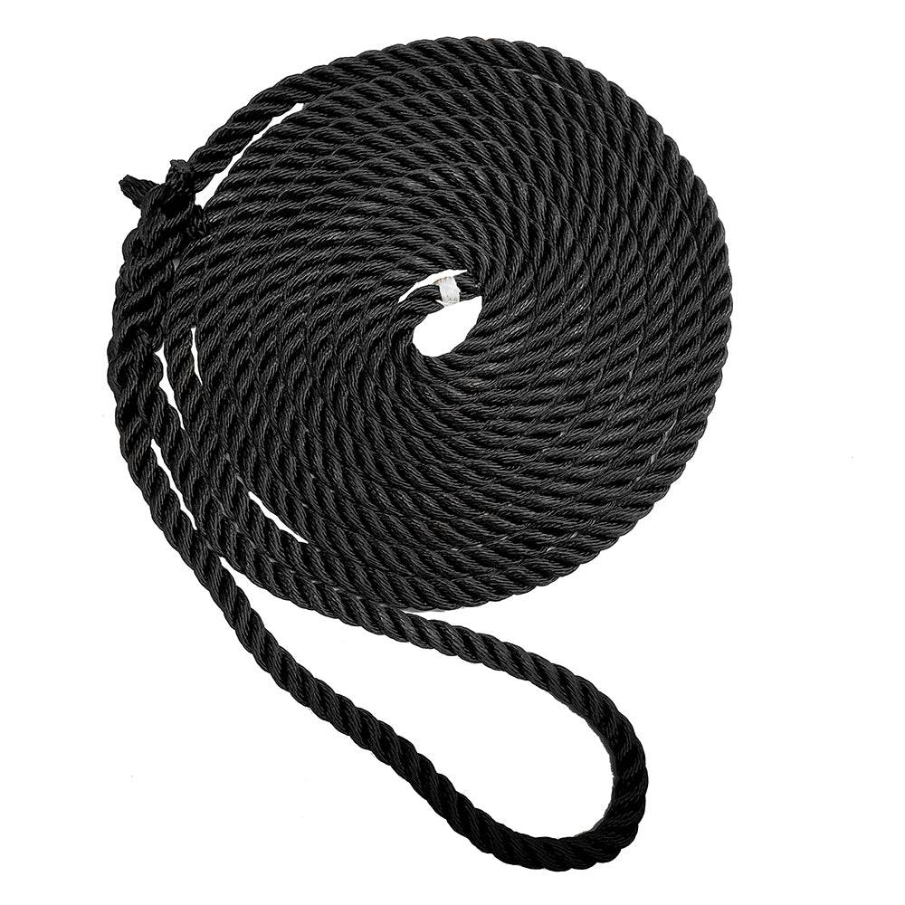 New England Ropes 1/2" Premium 3-Strand Dock Line - Black - 15 [C6054-16-00015] - Twin Screws Marine Service