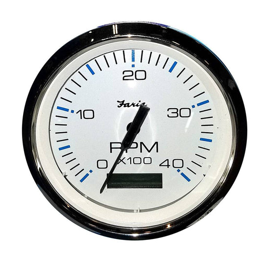 Faria Chesapeake White SS 4" Tachometer w/Hourmeter (4000 RPM) (Diesel) (Mech. Takeoff  Var. Ratio Alt) [33834] - Twin Screws Marine Service