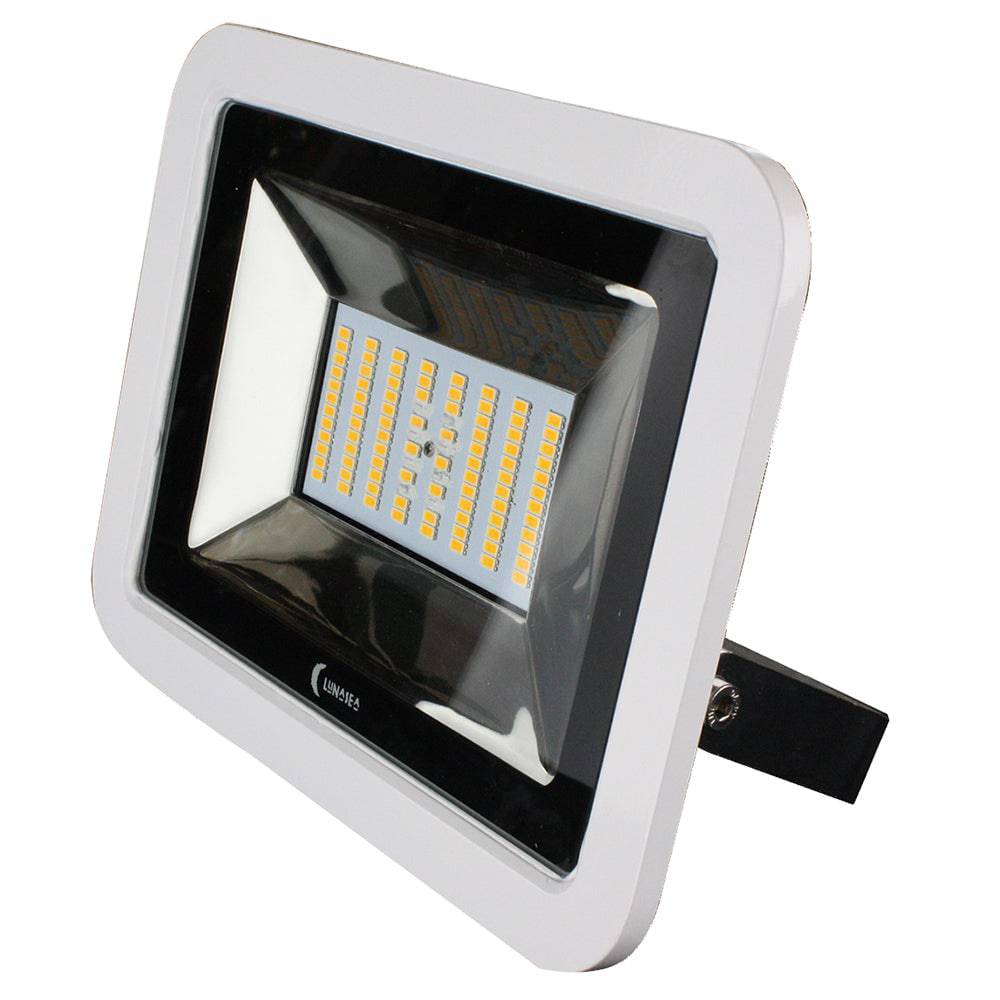 Lunasea 35W Slimline LED Floodlight, 12/24V, Cool White, 4800 Lumens, 3 Cord - White Housing [LLB-36MN-81-00] - Twin Screws Marine Service