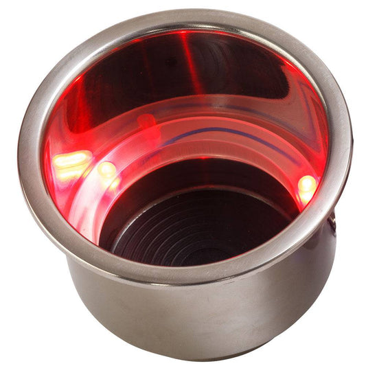 Sea-Dog LED Flush Mount Combo Drink Holder w/Drain Fitting - Red LED [588071-1] - Twin Screws Marine Service