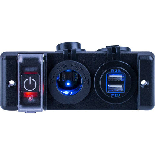 Sea-Dog Double USB  Power Socket Panel w/Breaker Switch [426506-1] - Twin Screws Marine Service