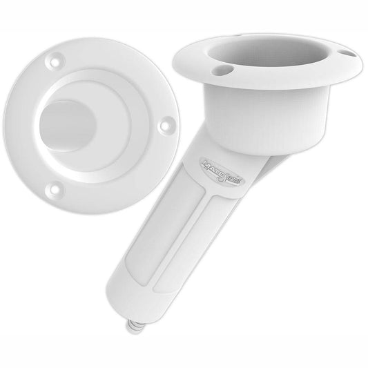 Mate Series Plastic 30 Rod  Cup Holder - Drain - Round Top - White [P1030DW] - Twin Screws Marine Service