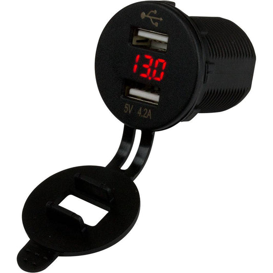 Sea-Dog Dual USB Socket/Voltmeter w/Hidden Display [426517-1] - Twin Screws Marine Service