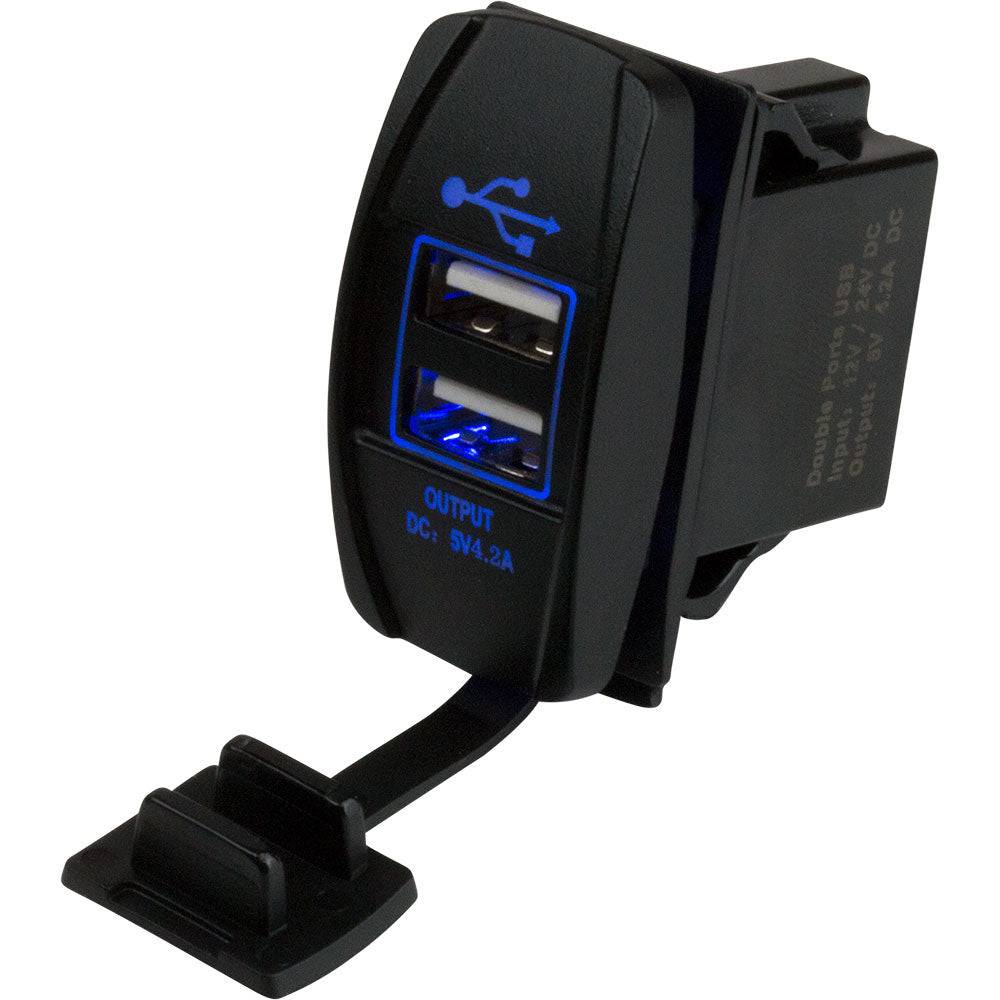 Sea-Dog Dual USB Rocker Switch Style Power Socket [426520-1] - Twin Screws Marine Service