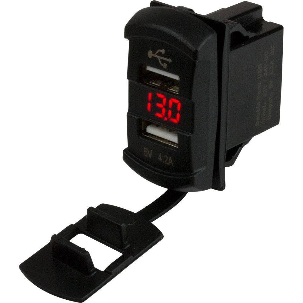 Sea-Dog Dual USB Rocker Switch Style Voltmeter w/Hidden Display [426527-1] - Twin Screws Marine Service