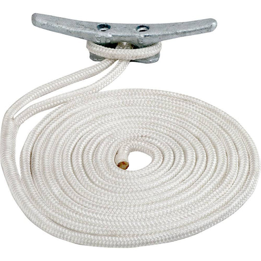 Sea-Dog Double Braided Nylon Dock Line - 3/8" x 10 - White [302110010WH-1] - Twin Screws Marine Service