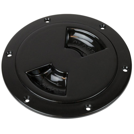 Sea-Dog Smooth Quarter Turn Deck Plate - Black - 4" [336145-1] - Twin Screws Marine Service
