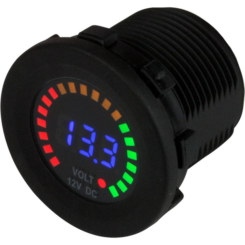 Sea-Dog Round Voltage Meter DC - 5V-15V w/Rainbow Dial [421617-1] - Twin Screws Marine Service