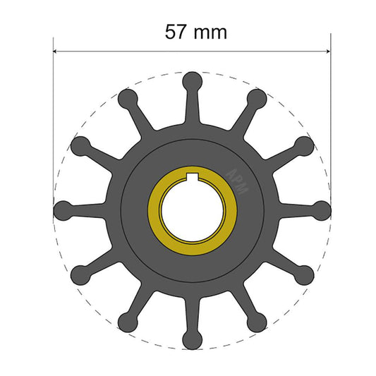 Albin Group Premium Impeller Kit 57 x 12.7 x 20mm - 12 Blade - Key Insert [06-01-013] - Twin Screws Marine Service