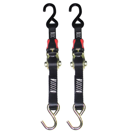 Rod Saver Rubber Ratchet Tie-Down - 1" x 3 - Pair [RTD3] - Twin Screws Marine Service