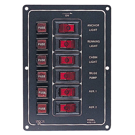 Sea-Dog Aluminum Switch Panel Vertical - 6 Switch [422110-1] - Twin Screws Marine Service