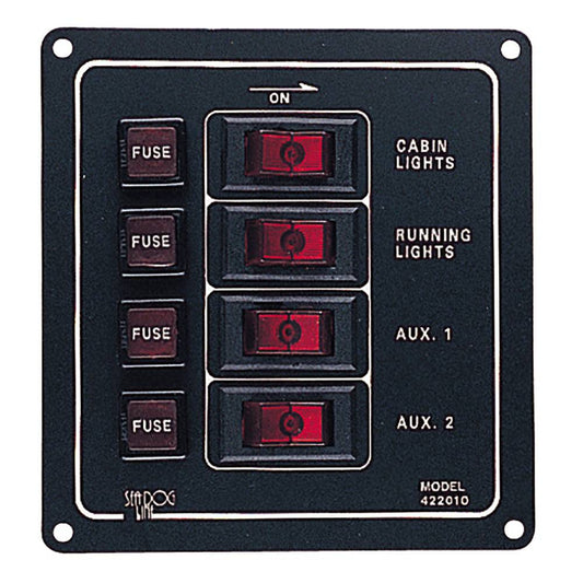 Sea-Dog Aluminum Switch Panel - Vertical - 4 Switch [422010-1] - Twin Screws Marine Service