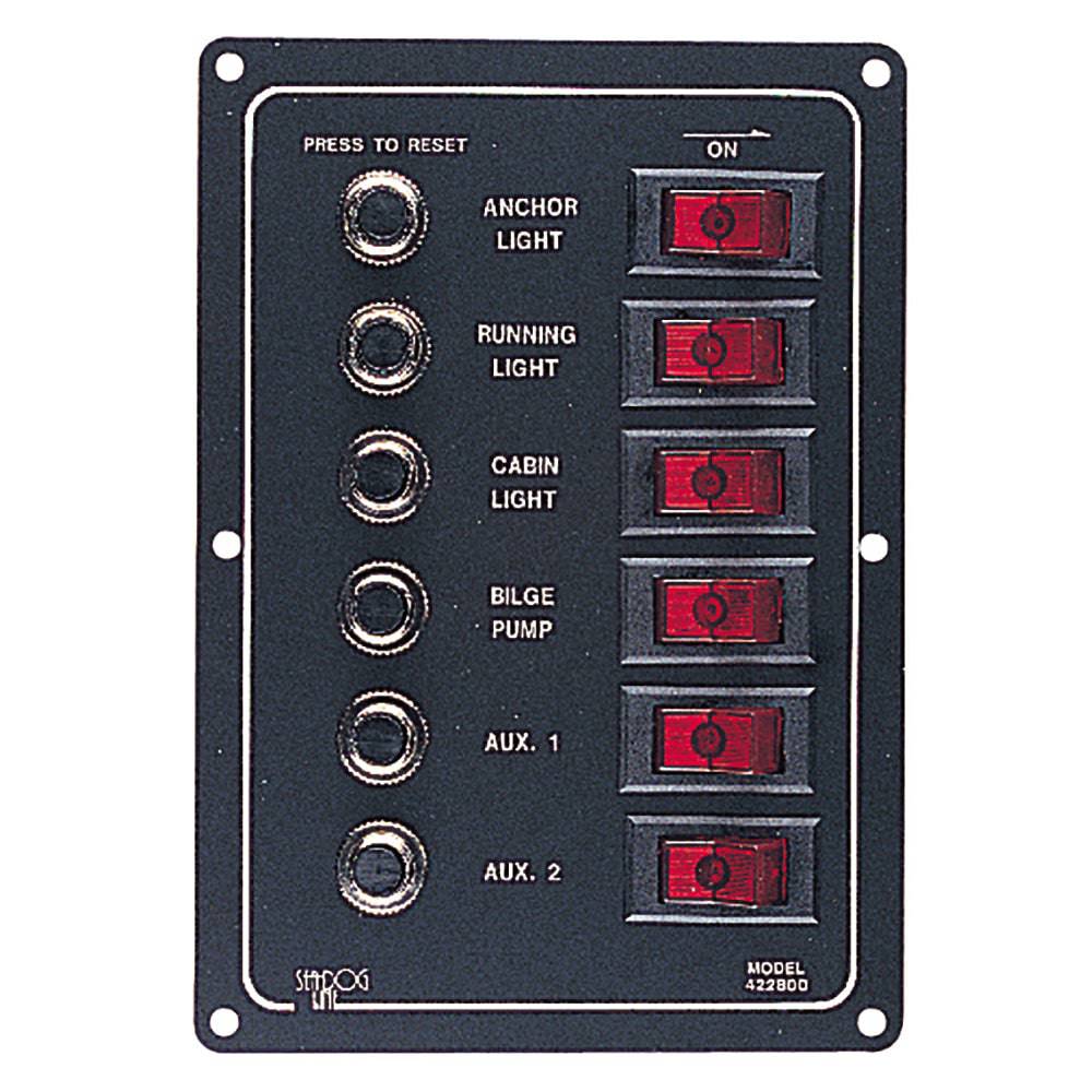 Sea-Dog Aluminum Circuit Breaker Panel - 6 Circuit [422800-1] - Twin Screws Marine Service