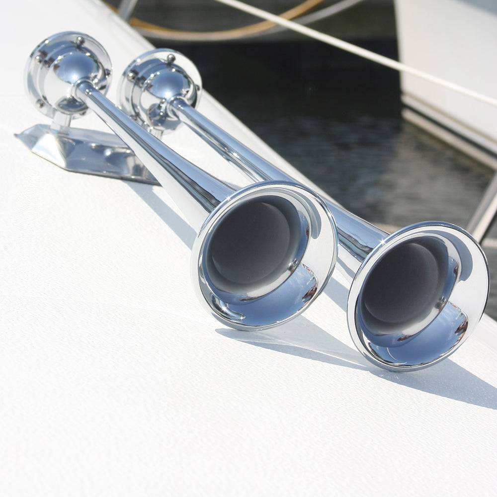 Marinco 12V Chrome Plated Dual Trumpet Air Horn [10106] - Twin Screws Marine Service