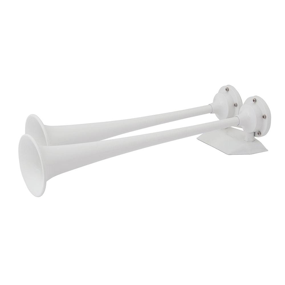 Marinco 12V White Epoxy Coated Dual Trumpet Air Horn [10122] - Twin Screws Marine Service