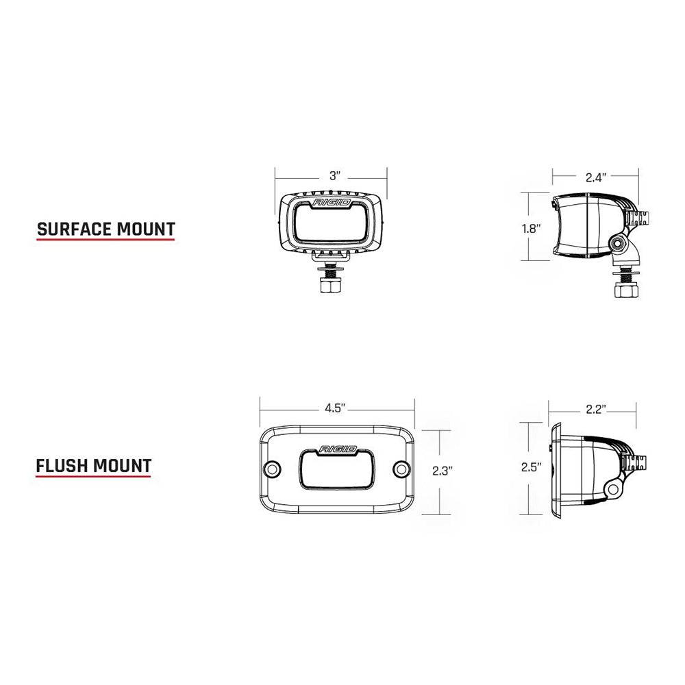 RIGID Industries SR-M Series Pro Diffused Flush Mount - Black [922513] - Twin Screws Marine Service