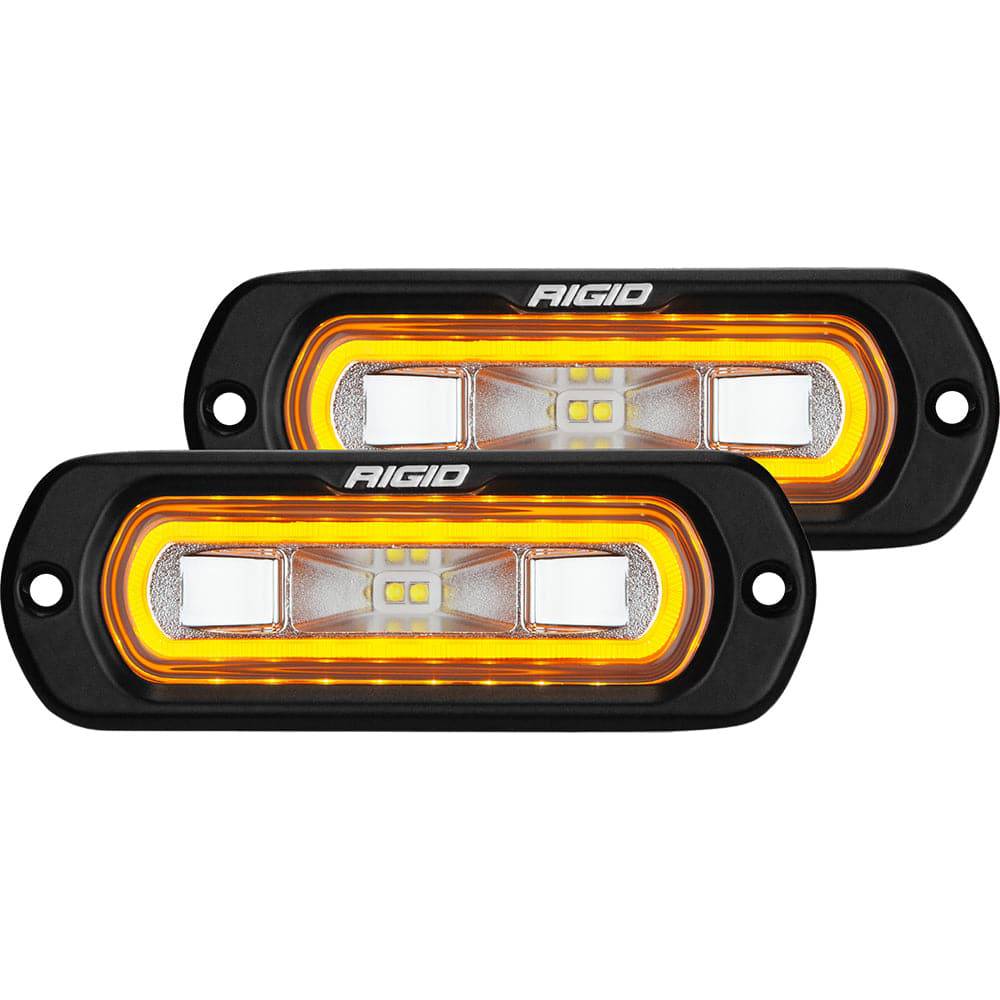 RIGID Industries SR-L Series Flush Mount Spreader Light - Black Housing - Amber Halo [53223] - Twin Screws Marine Service