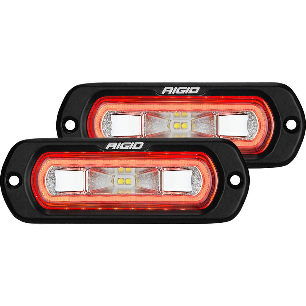 RIGID Industries SR-L Series Flush Mount Spreader Light - Black Housing - Red Halo [53222] - Twin Screws Marine Service
