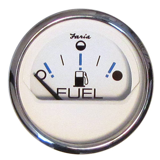 Faria Chesapeake White SS 2" Fuel Level Gauge - Metric (E-1/2-F) [13818] - Twin Screws Marine Service