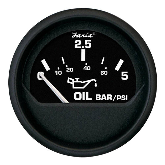 Faria Euro Black 2" Oil Pressure Gauge - Metric (5 Bar) [12805] - Twin Screws Marine Service