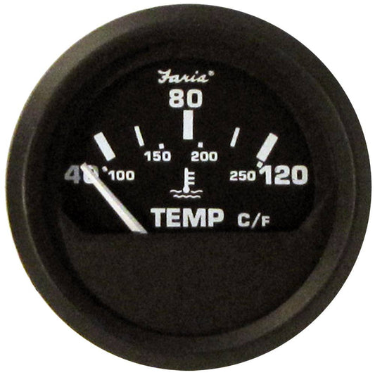 Faria Euro Black 2" Water Temperature Gauge - Metric (40 to 120 C) [12814] - Twin Screws Marine Service