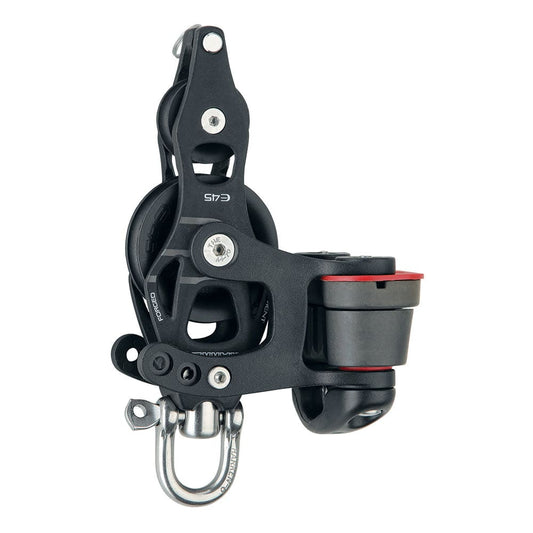 Harken 45mm Single Aluminum Element Fiddle Block w/Swivel, Becket  150 Cam Cleat [6234] - Twin Screws Marine Service
