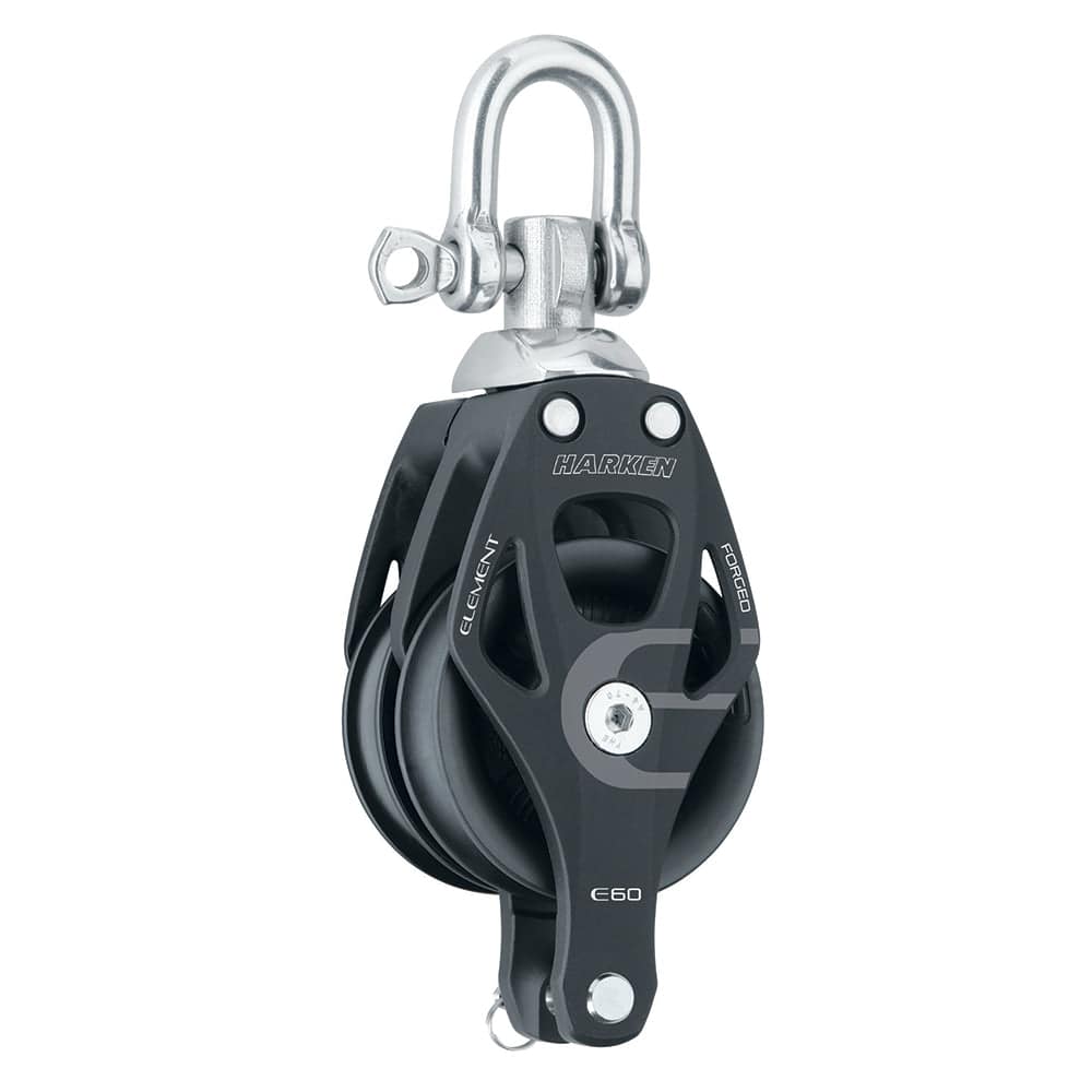 Harken 60mm Double Aluminum Element Block w/Swivel  Becket [6270] - Twin Screws Marine Service