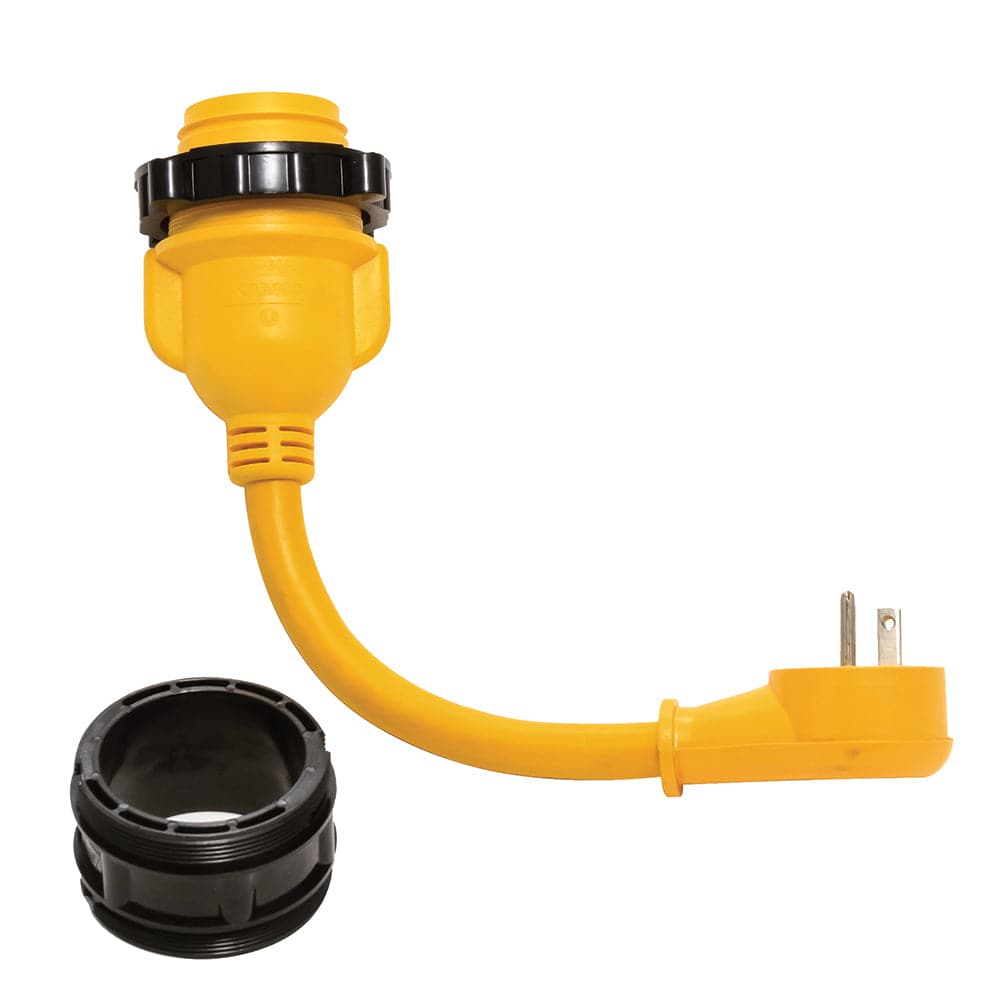 Camco PowerGrip Locking Adapter - 15A/125V Male to 30A/125V Female Locking [55635] - Twin Screws Marine Service