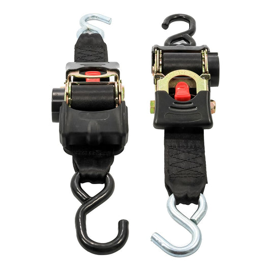 Camco Retractable Tie Down Straps - 2" Width 6 Dual Hooks [50031] - Twin Screws Marine Service