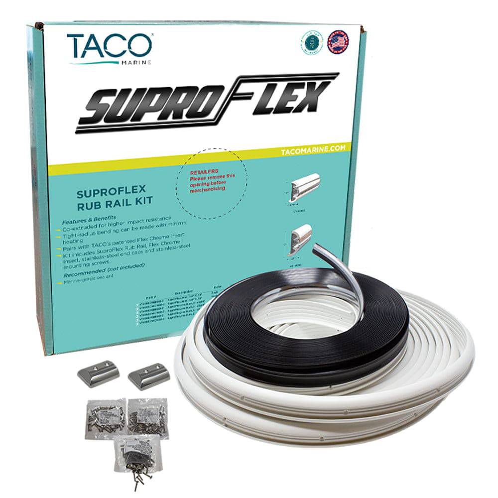 TACO SuproFlex Rub Rail Kit - White w/Flex Chrome Insert - 2"H x 31/32"W x 80L [V11-9990WCM80-2] - Twin Screws Marine Service