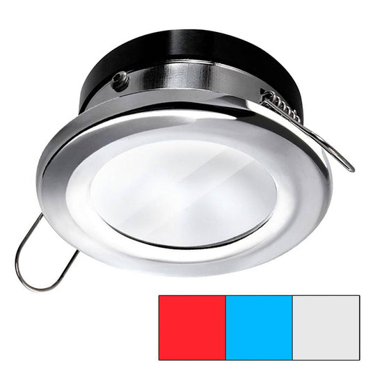 i2Systems Apeiron A1120 Spring Mount Light - Round - Red, Cool White  Blue - Polished Chrome [A1120Z-11HAE] - Twin Screws Marine Service
