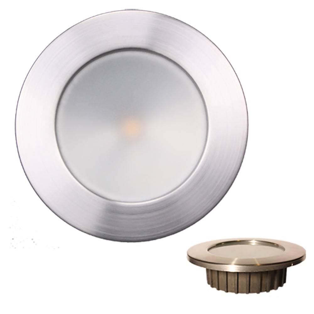 Lunasea ZERO EMI Recessed 3.5 LED Light - Warm White, Red w/Brushed Stainless Steel Bezel - 12VDC [LLB-46WR-0A-BN] - Twin Screws Marine Service