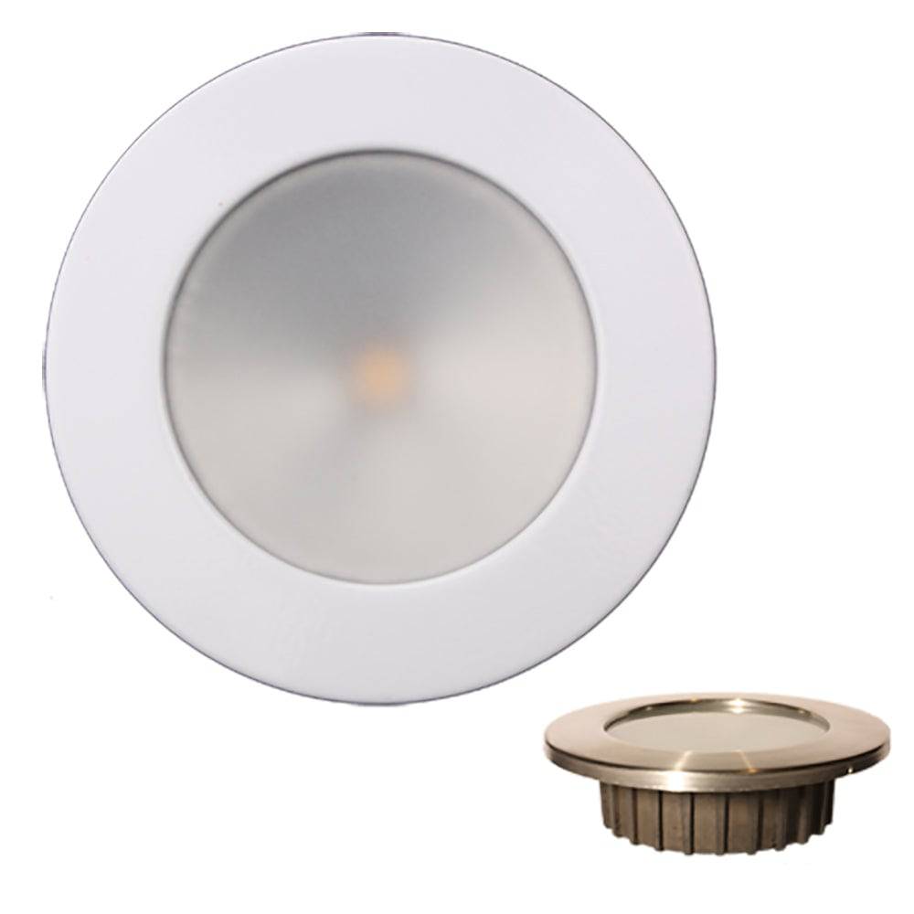 Lunasea ZERO EMI Recessed 3.5 LED Light - Warm White w/White Stainless Steel Bezel - 12VDC [LLB-46WW-0A-WH] - Twin Screws Marine Service